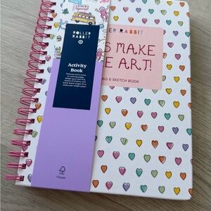 Roller Rabbit Multicolor Heart Spiral Notebook with Pink Coil